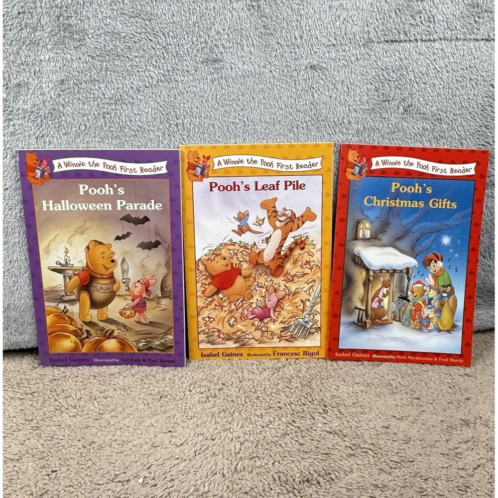 Winnie the Pooh First Readers Book Lot 3 Disney Halloween Christmas Fall Isabel